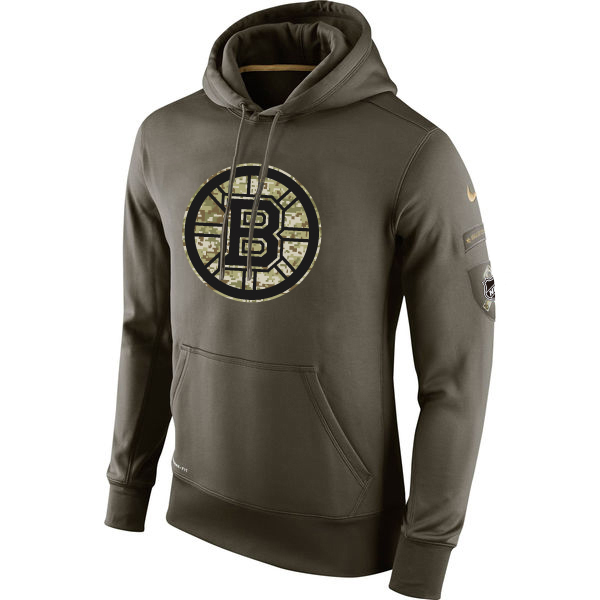 Men NHL Boston Bruins Nike Olive Salute To Service KO Performance Hoodie Green->ottawa senators->NHL Jersey
